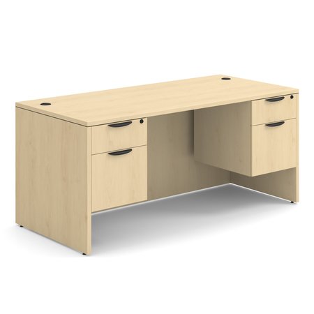 OFFICESOURCE OS Laminate Collection Double 3/4 Pedestal Desk - 66" x 30" DBLHDPL102MA